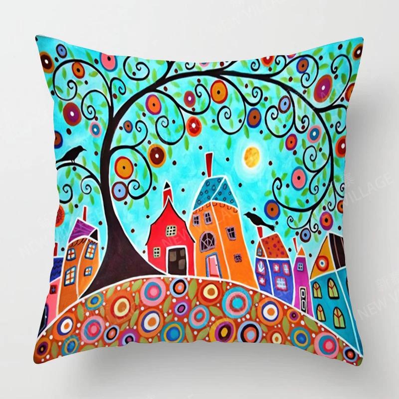 Home Living Room Decoration Cushion Covers Vintage Oil Painting Style Throw Pillow Cover45*45 Pillowcase 40x40cm 50x50 45x45