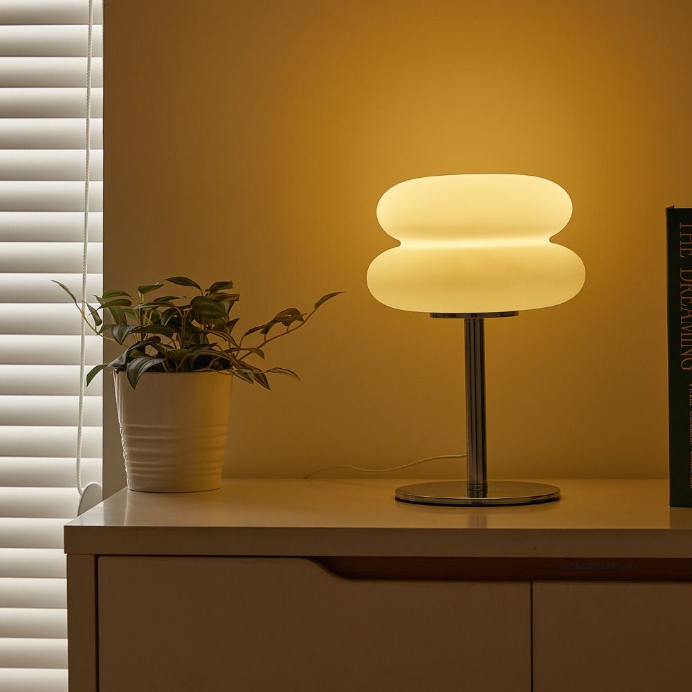 Creamy Style Table Lamp Tri Color Dimming Decor Light Cute Bedside Lamp  Living Room