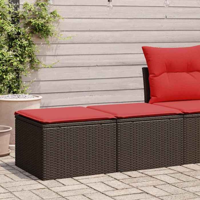 VidaXL Salon de jardin avec coussins 2pcs marron résine tressée acacia, ensemble de canapés d'extérieur, salon de jardin 3328687