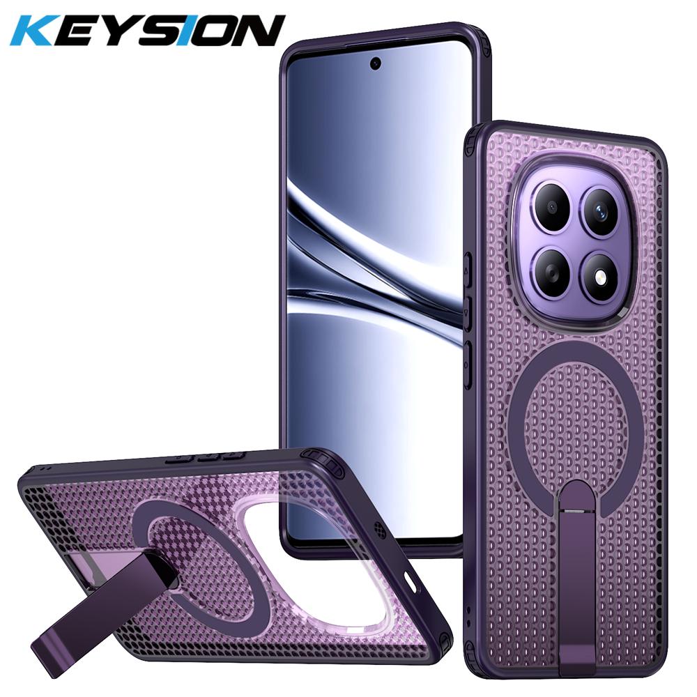 KEYSION Hollow Heat Dissipation Case for Redmi Note 15 Pro+ 5G 15 Pro 4G Magnetic Cooling Hide Stand Shockproof Phone Back Cover