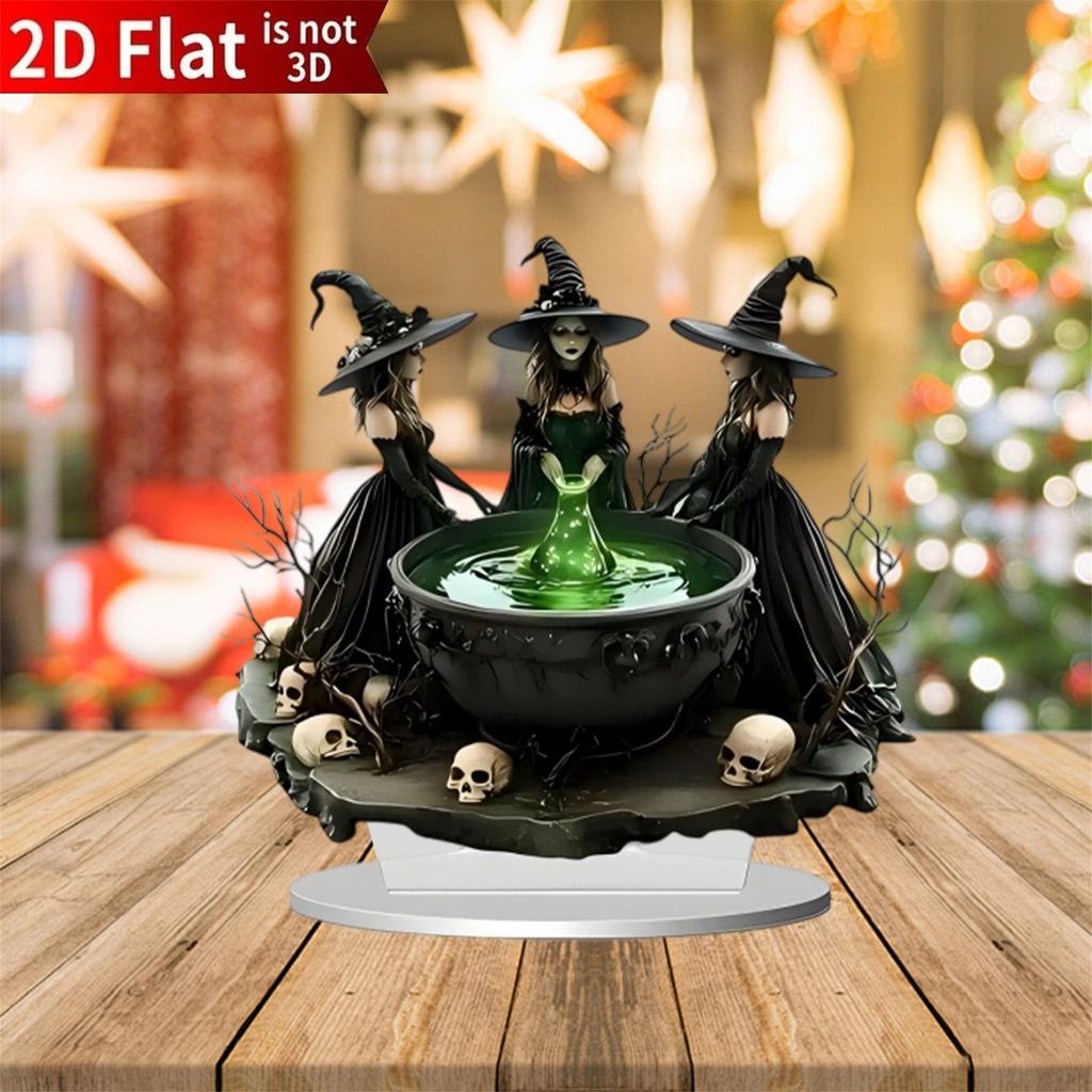 Spooky Halloween Acrylic Ornament with Oval Base Adorable Festive Pumpkin Bat Tabletop Decoration for Party Home Decor