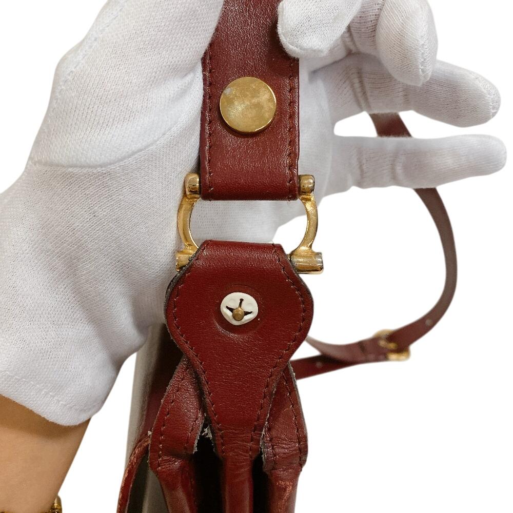 CARTIER flap Must Line leather Shoulder Bag Bordeaux leather Women Used