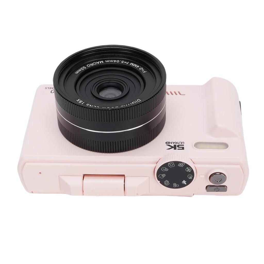 VBESTLIFE 5K Digitalkamera für Fotografie, WiFi 75MP Vlogging-Kamera mit 18x Zoom, 0,45x Weitwinkel-Makroobjektiv, 3" 180° Klappbildschirm Kompakt