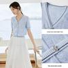 Xiangying Women's V-Neck Knit Short Sleeve Top