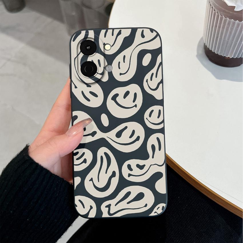Cute Smiley Face Pattern Fashion Case For Tecno Spark Go 3 2 1S 30 40 40C Pova 7 Ultra Pro Neo Phone Cover Soft Liquid Silicone Non Slip Durable Shell