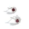 Flower Shape Design 925 Sterling Silver Women's Earrings Natural Round 5.0mm Rhodolite Garnet Fine Jewelry for Valentines Gifts