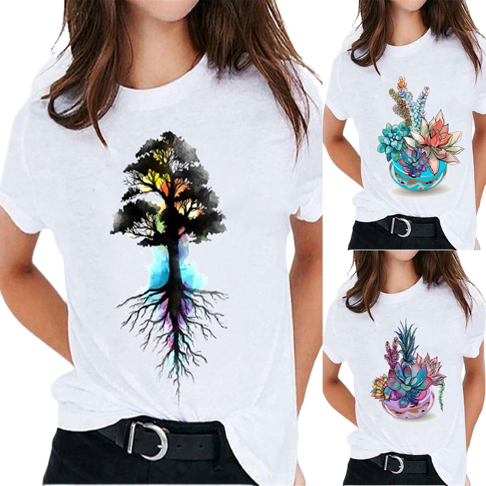 

Модные женские летние повседневные футболки с короткими рукавами и круглым вырезом с принтом