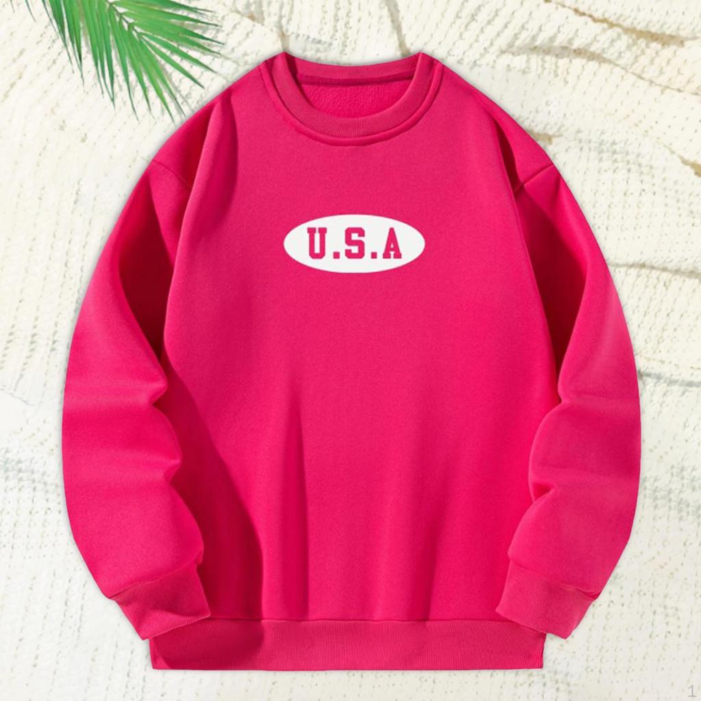 Fashion Sweatshirt Pullover Tops Fall Women Round Neck Printed for Climbing Travel Street