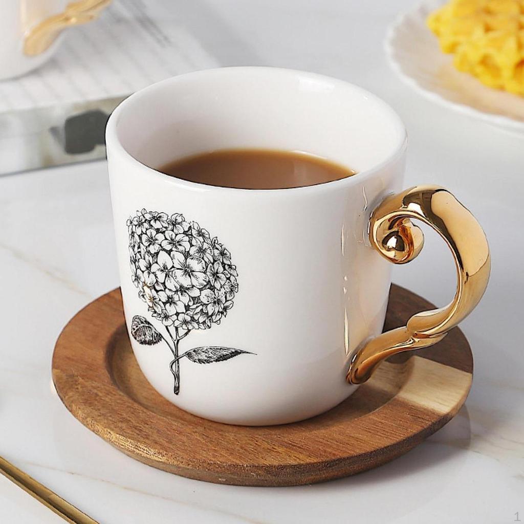 300ml Ceramic Coffee Mug Floral Printed Men Women Gifts Porcelain Cups Beverage Drink Cup for