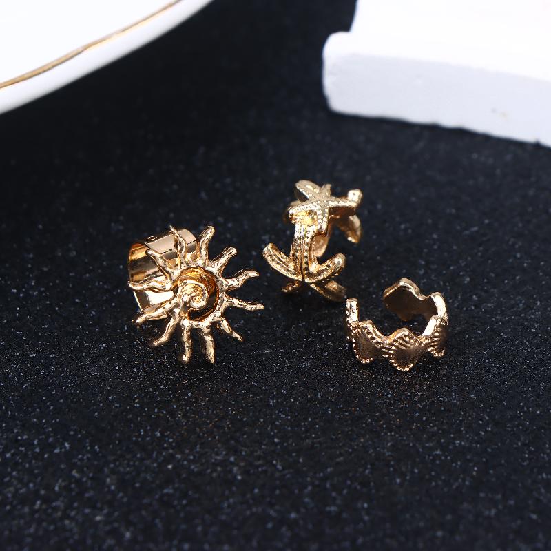 3Pcs Ear Cuff Earrings Non-Piercing Starfish Sun Cuff Ear Clip Earring For Women Fake Cartilage Simple Y2K Jewelry