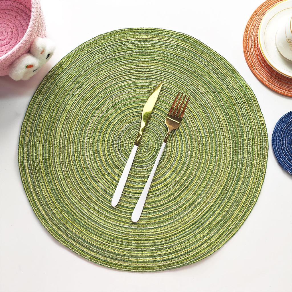 Runder Platzset aus nordischer Baumwolle - Hitzebeständig, Dekorative Ramie-Untersetzer, Verbrühschutzmatte