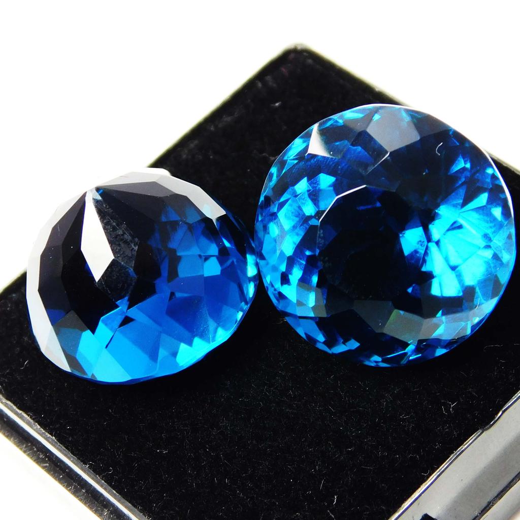 A+ CERTIFIED Blue Sapphire 55Ct Round Cut Loose Gemstone Pair for Jewelry Making