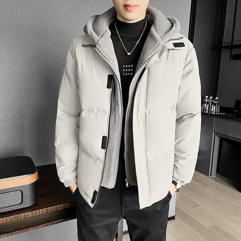 Big Yards of Men's Clothing False Two Pieces of Cotton Clothing Men's Winter Loose Thickened Rocker Velvet Cotton Jacket Hooded Cotton Coat