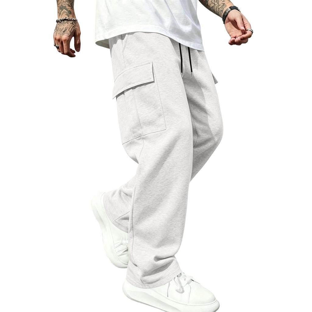 Men's Loose Fit Cargo Sweatpants with Elastic Waist Straight Leg Casual Athletic Pants