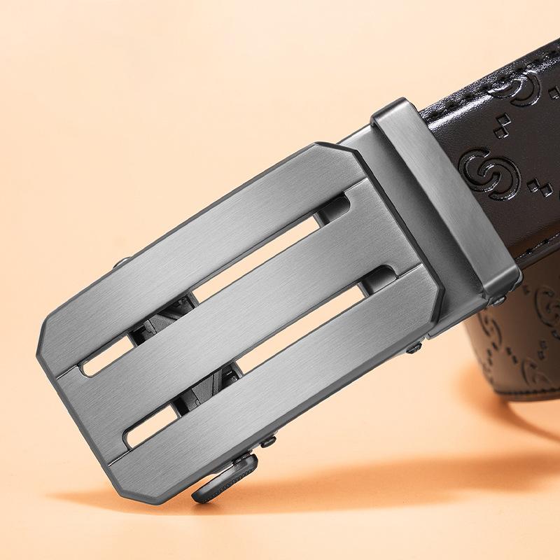 Men'S New Belt Leather Travel Premium Business Belt Simple Casual Versatile Automatic Buckle Belt