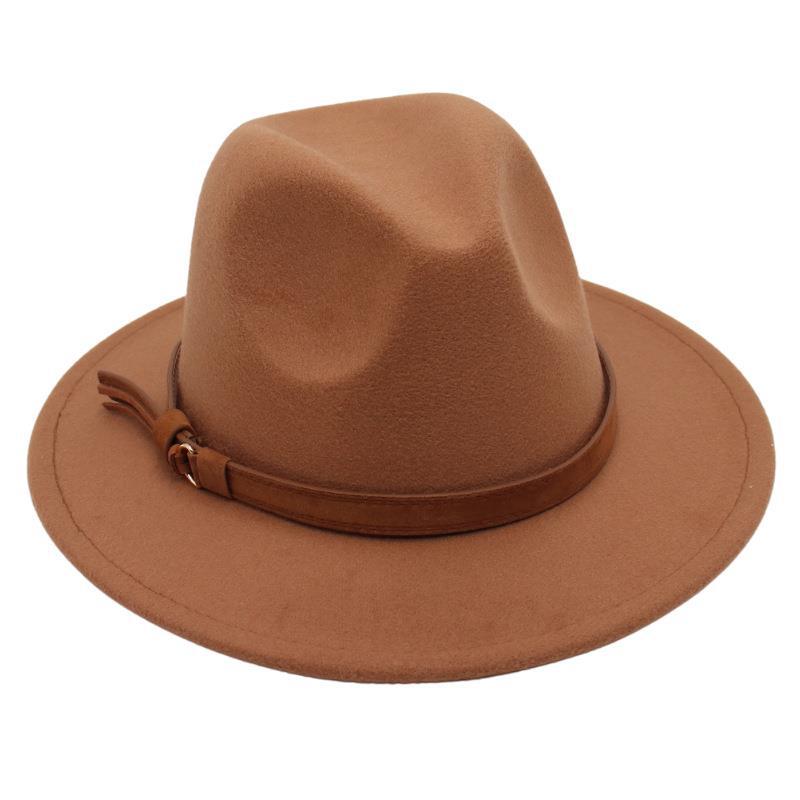 Gentleman'S Top Hat Vintage Jazz Hat Men'S And Women'S Elegant Felt Hat Belt Buckle Tweed Hat Light Luxury