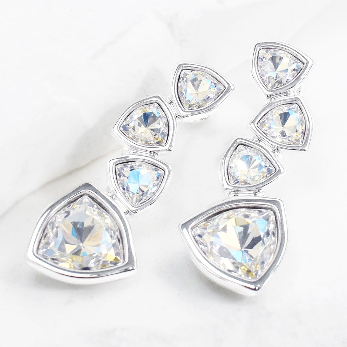 Spain UNOde50 Three-Color Irregular Triangle Stone Stud Earrings