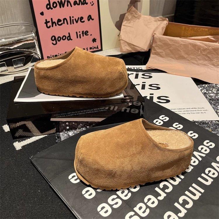 Mat leer grote hoofd dikke hoofd schoenen brood schoenen casual tas hoofd halve steun schoenen buitenschoen steun pluizige schoenen Muller Boken schoenen