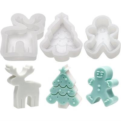 Christmas Candle Mold Silicone Candle Mold Snowman Tree Gingerbread Cake Resin Molds Art Wax Candle Making Soap Mold  for Party