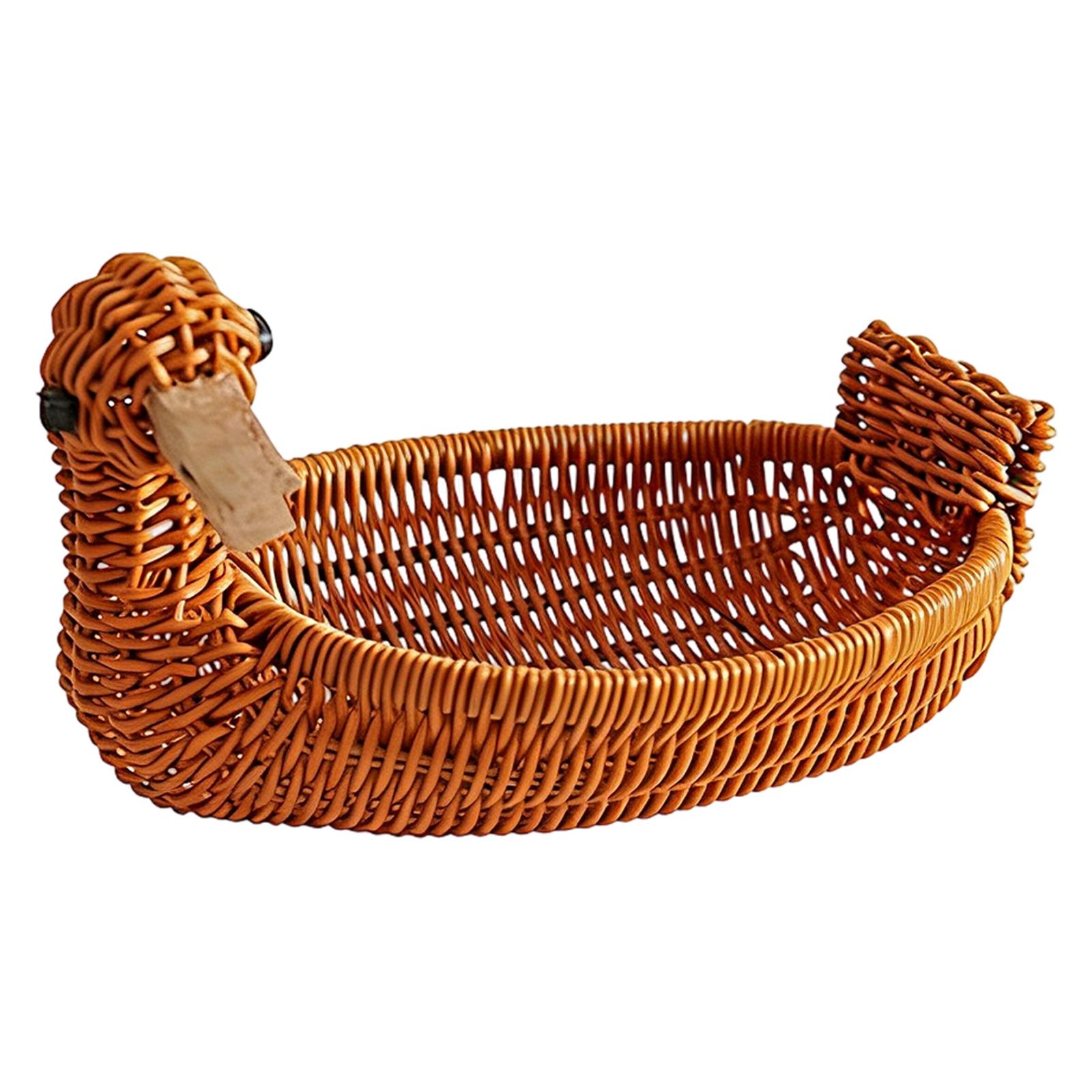 

Handwoven Decorative Duck Shaped Storage Basket Wicker Craft Container for Organizing Household Items and Displaying Accessories