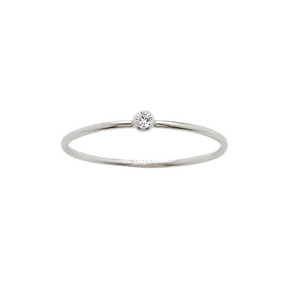 eManco Gold-Plated Non-Constricting Ring for Women - Thin Band with Tiny Diamond Accents and December Birthstone