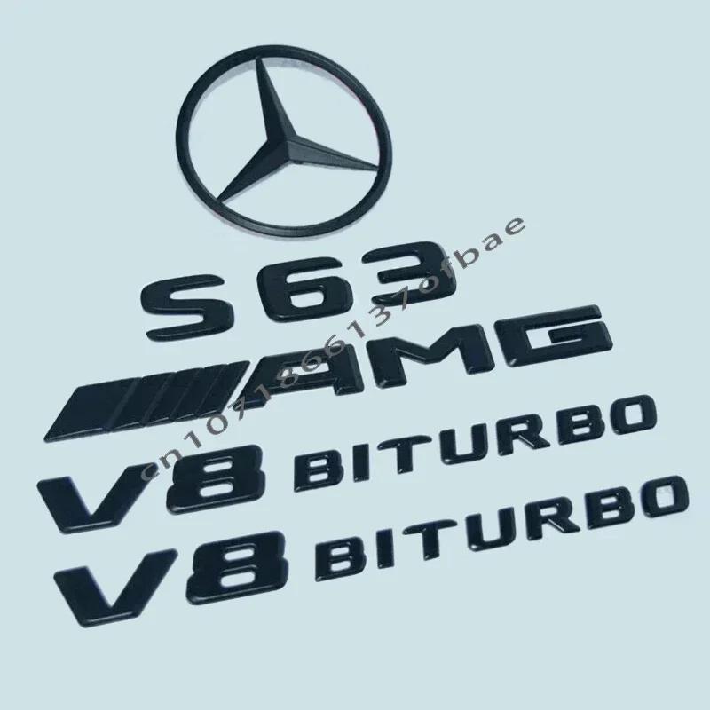 

3D ABS Black silver S63 S65 Embelm Letters V8 BITURBO 4MATIC For Mercedes Benz W222 S63 S65 AMG Badge AMG Sticker Accessories