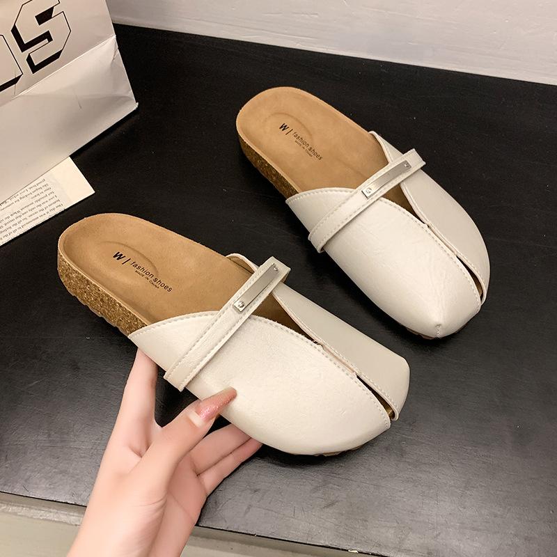 thick-soled bag head half slippers women wear new beach shoes in summer versatile lazy casual sandals shoes