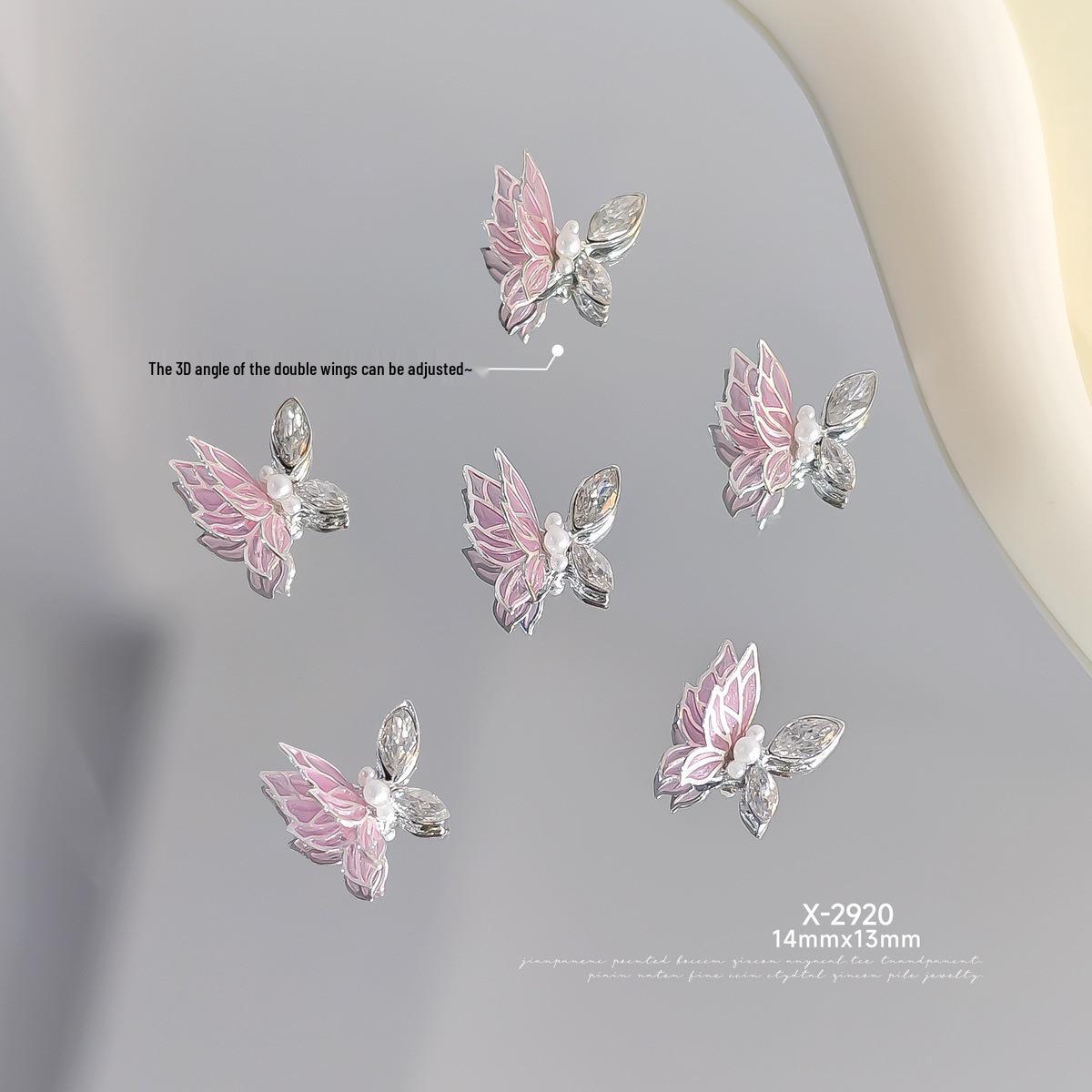 Double Layer Butterfly Wing 3D Zirconia Nail Art Decorations