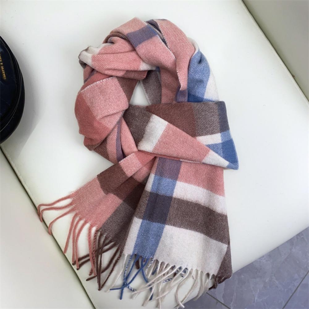Лучшие товары в Великобритании 100% шерстяной клетчатый шарф женский зимний студенческий — фото 25