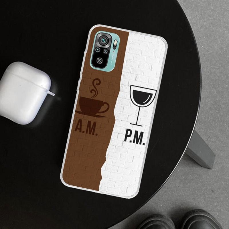 Coffee Wine Cup Phone Case For Xiaomi 12 11T 10 9 Redmi Note 10 10S Pro Redmi 9 9A 8 Transparent Phone Cover