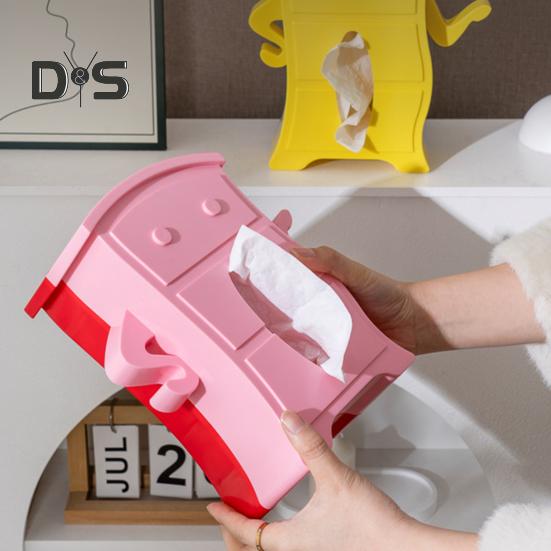 Cute Tissue Box Holder Creative Shape Vibrant Color Non-Slip Design Large Capacity Paper Holder Space-Saving Desktop Decor
