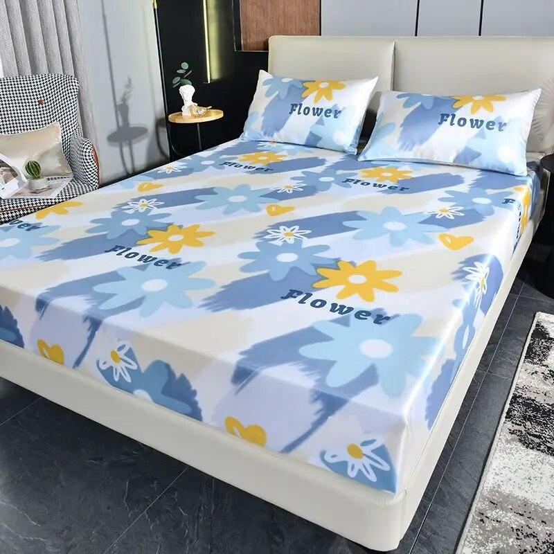 Home Luxury Mattress Cover Three-piece Double Household Bedspread Non-slip Washable Queen Size Bed Cover with Pillowcases