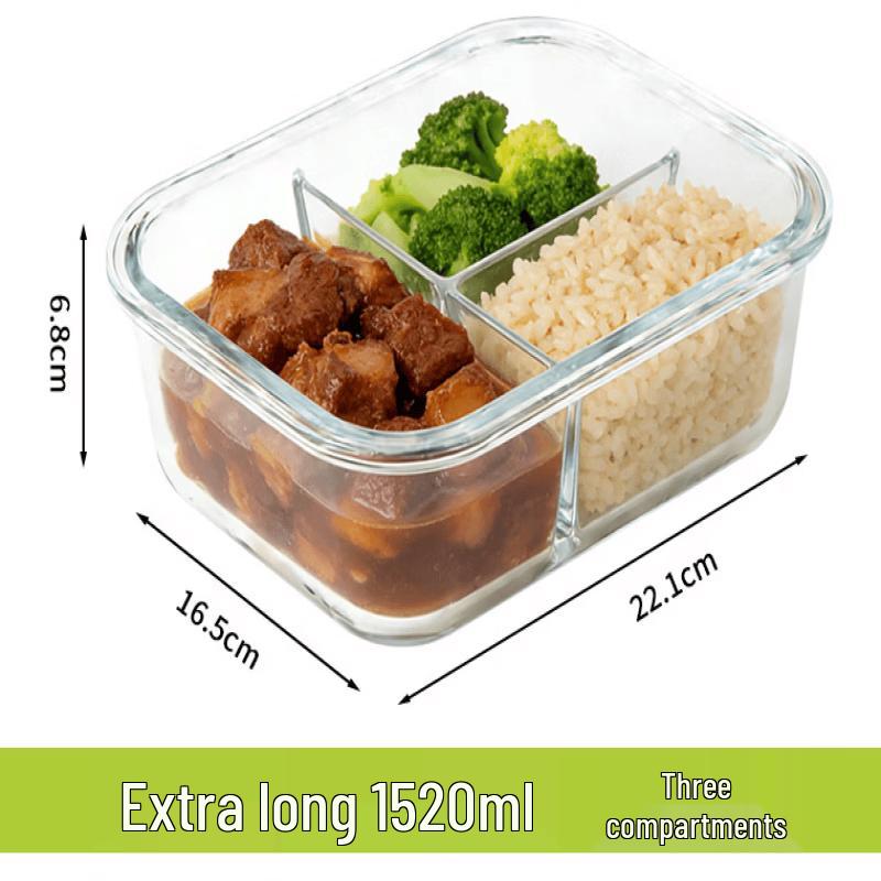 Ruhan Glass Lunch Box Set, Microwave Safe with 3 Compartments