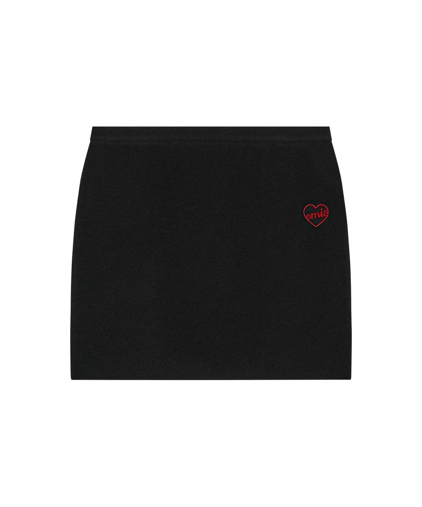 Imiseu (W) Heart Knit Skirt-Black