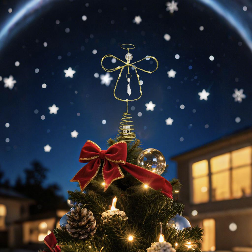 Christmas Tree Top Bow Tree Top Star Electroplated Iron Tree Top Star Holiday Decoration Ornaments