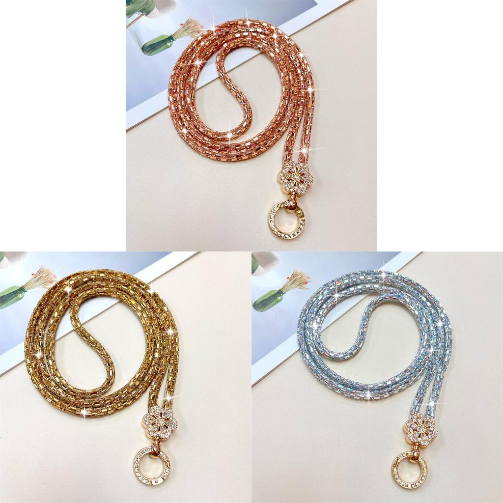 Laccetto per Telefono Cellulare Fiore di Cristallo con Fibbia Rotonda e Cinturino in PVC per Uso come Accessorio Elegante