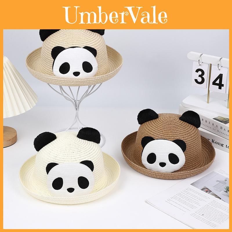 Panda Cartoon Sun Hat For Kids And Adults With Wide Brim Breathable Straw Summer Outdoor Wear