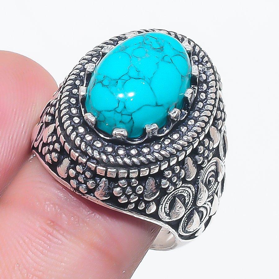 Santa Rosa Turquoise Gemstone 925 Sterling Silver Jewelry Ring Size 8