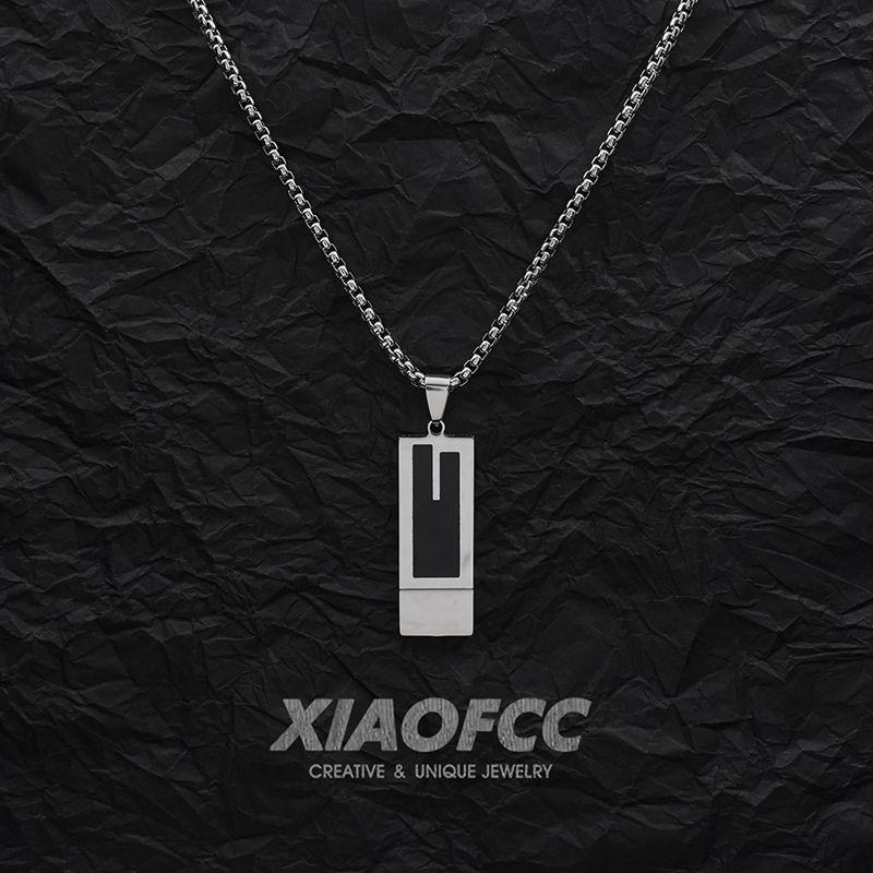 

Instagram Длинная полоска Титановая сталь Цепочка для свитера Женские аксессуары Геометрия Square Bench Necklace 60cm