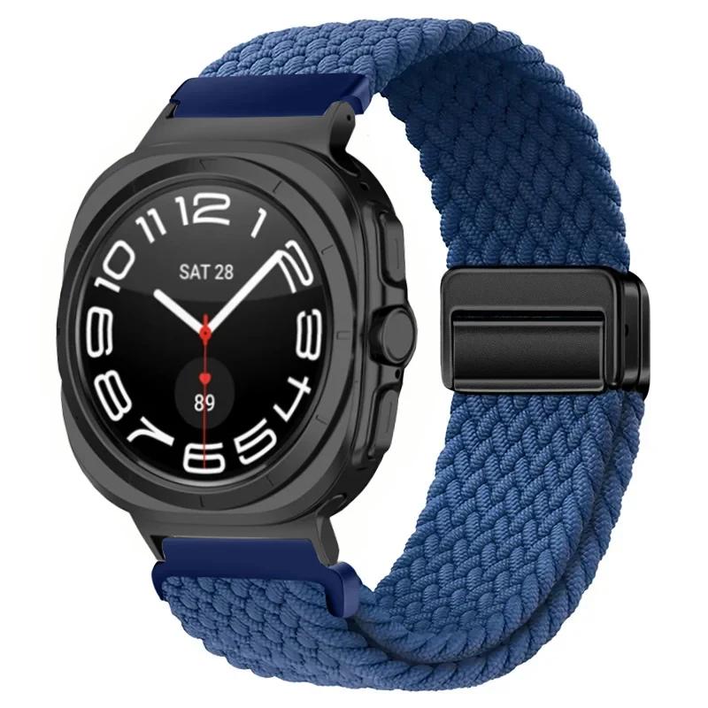 Gevlochten Nylon Lusband Voor Samsung Galaxy Watch Ultra 47mm Magnetische Armband Polsband voor Galaxy Watch 8 Ultra 2026 47mm Band
