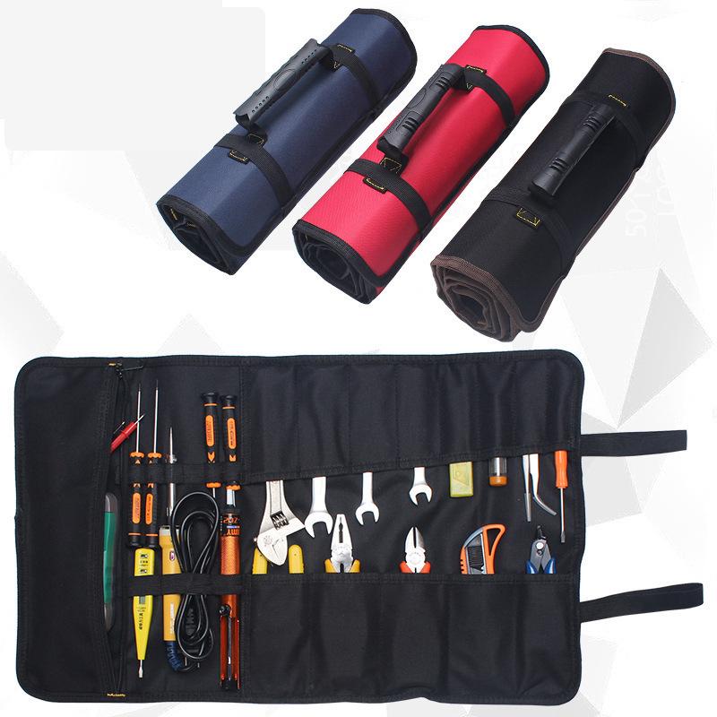 Electrician's Roll-up Tool Storage Bag - Wear-resistant, Thickened Canvas for Multifunctional Use