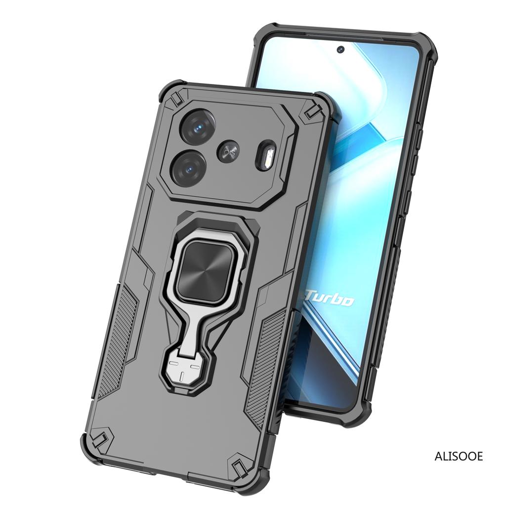 Rotatable Kickstand Capa for Vivo IQOO Z9 Turbo 5G Case Magnetic Ring Holder Protection Phone Cover Fundas