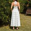 New four-sided elastic neck strap dress, sexy backless dress, waist and thin fungus edge dress