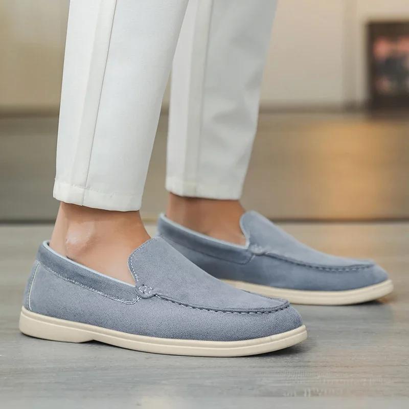 Men's Lightweight Soft Moccasins Male Slip On Driving Flats Casual Shoes Suede Leather Loafers Classic British Style Men Shoes