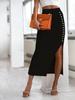 Elegant Ribbed Knit Slit Midi Skirt for Women - Summer Style