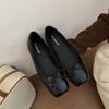 Französische flache Kaffeeschuhe Einzelschuhe Feenschuhe Frühling und Herbst 2025 neu Sommer eckige Zehen Ballerina sanfte Abendschuhe