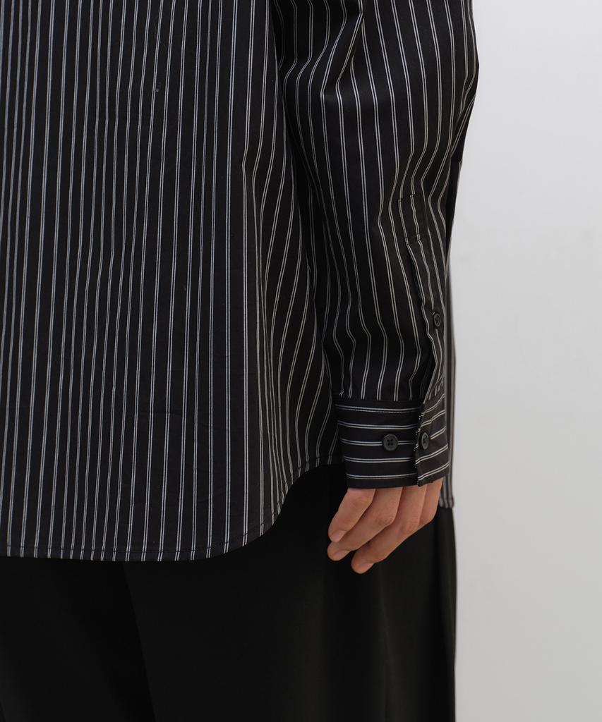 MUSINSA STANDARD Relaxed Double Pinstripe Poplin Shirt [Black/White]