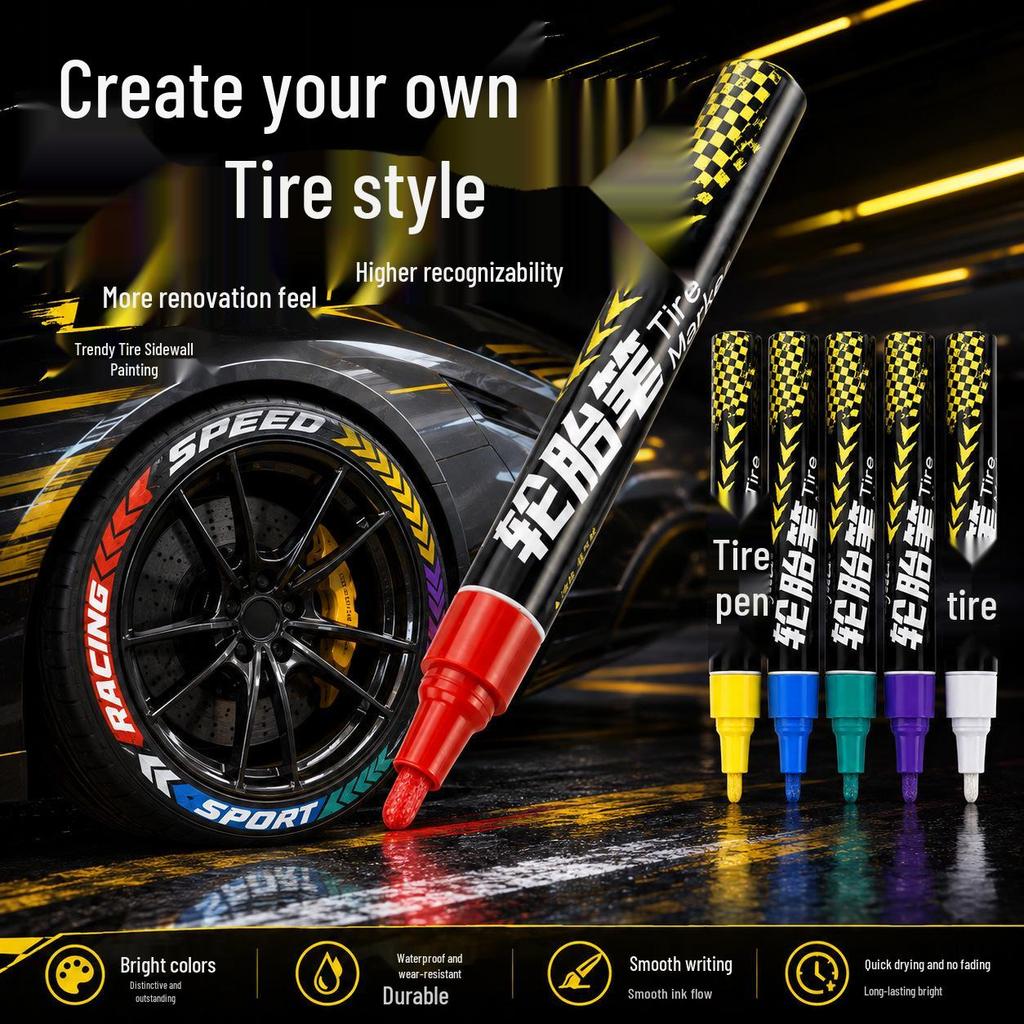 Large Capacity Waterproof Tire Graffiti Markers - Quick-Drying Oil-Based Color Pens