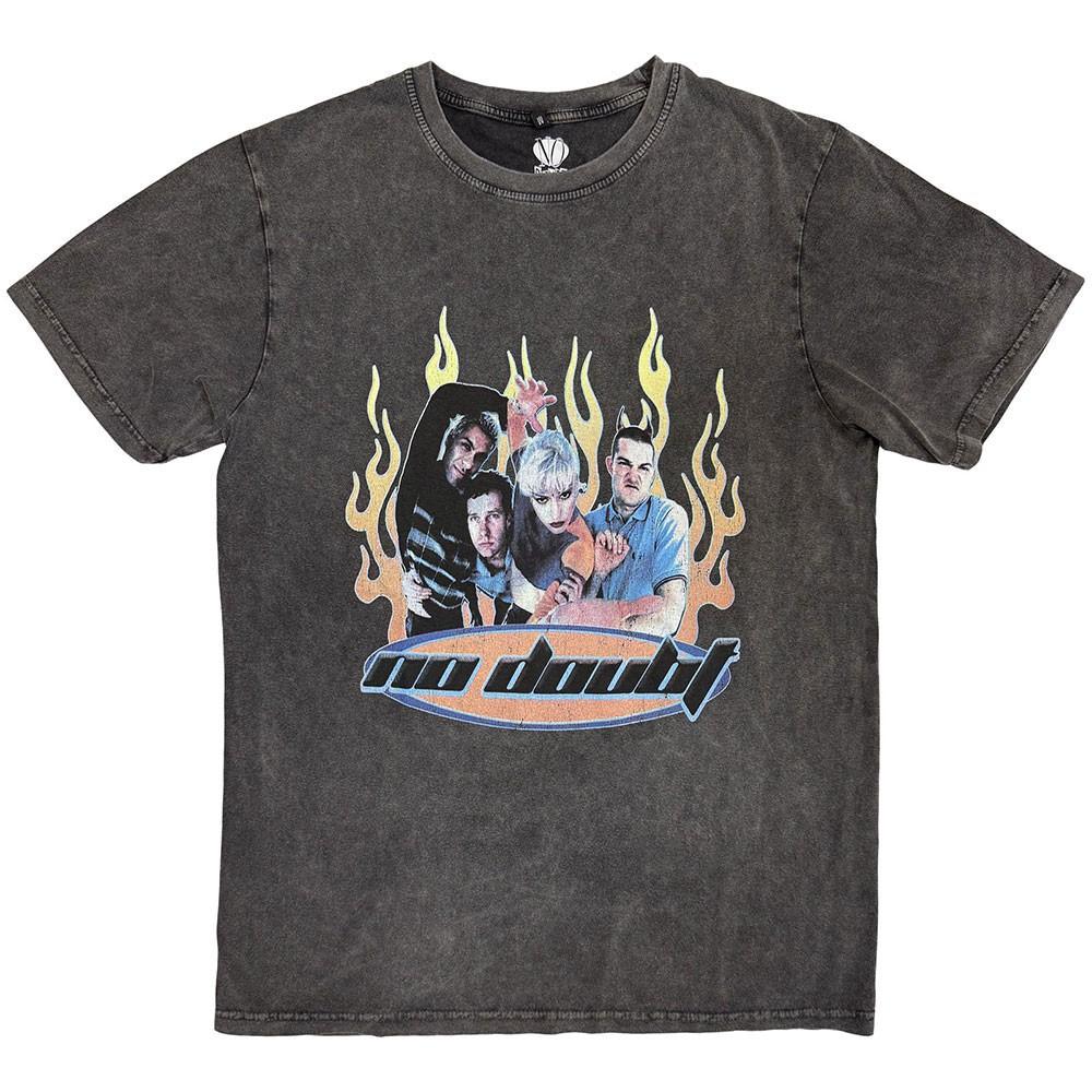 Men s No Doubt Retro Stone Wash T-shirt Large Charcoal Grey L