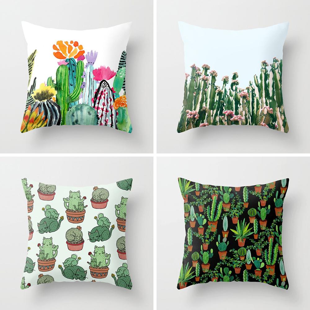 Nordic Style Tropical Plant Cactus Pattern Cushion Cover Sofa Car Office Pillowcase Home Decor Pillowcase